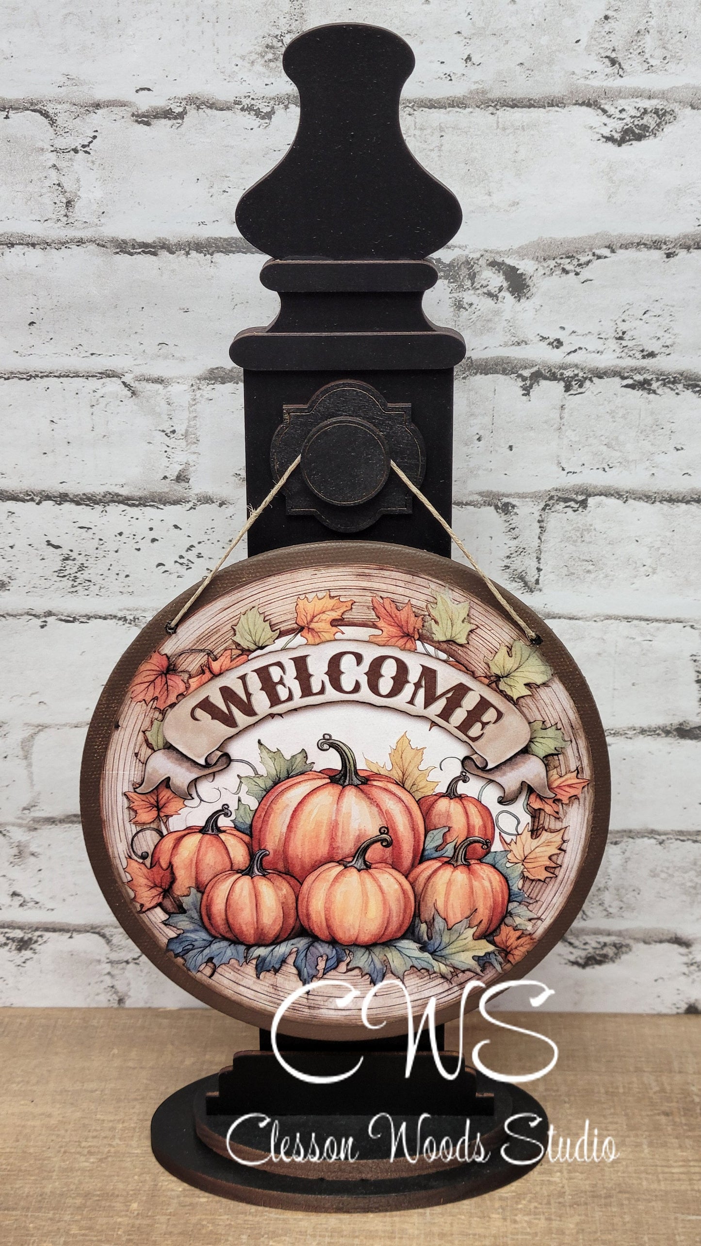 Welcome Pumpkins 6 Inch Round Hanging Sign