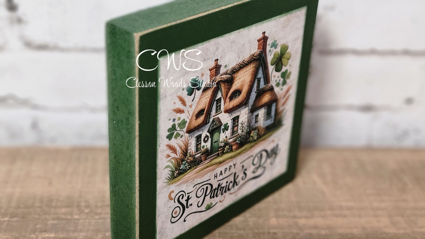 Happy St. Patrick's Day House Square Wood Sign