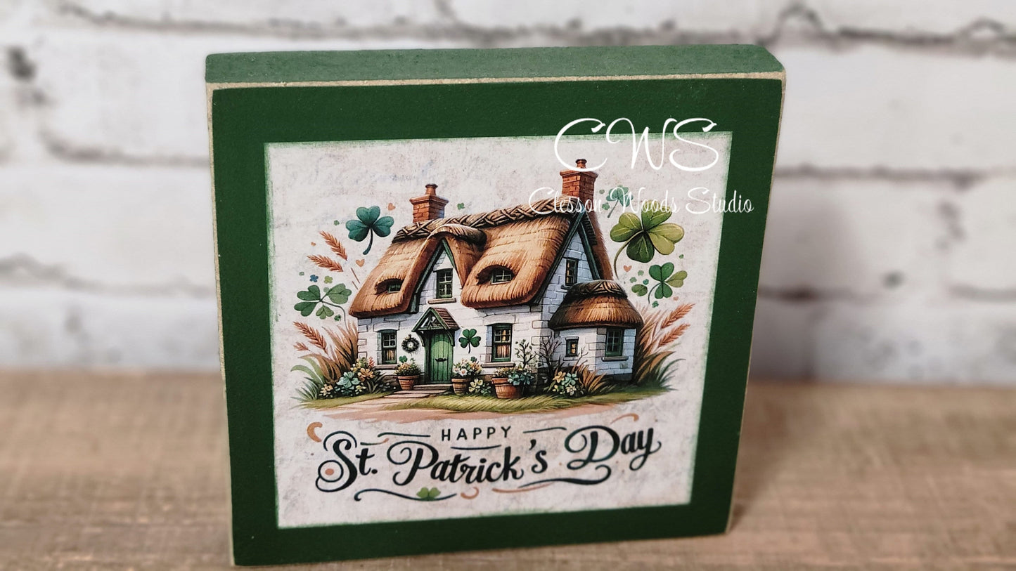 Happy St. Patrick's Day House Square Wood Sign
