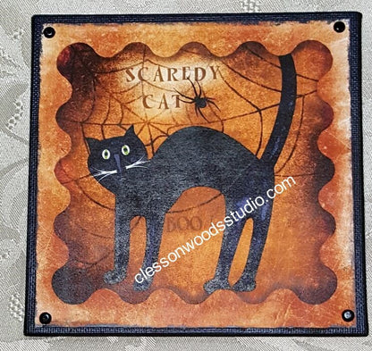 Scaredy Cat 5"x5" Canvas Insert