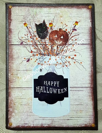 Happy Halloween Mason Jar 5"x7" Canvas Insert