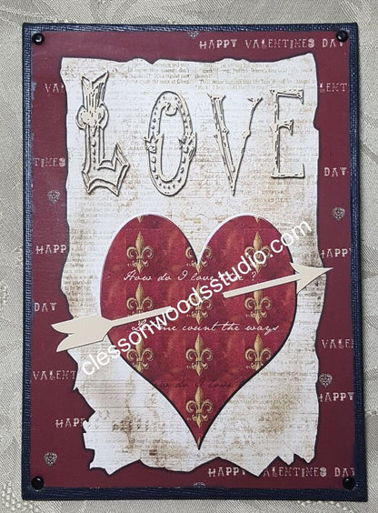 Love Valentine Heart 5"x7" Canvas Insert