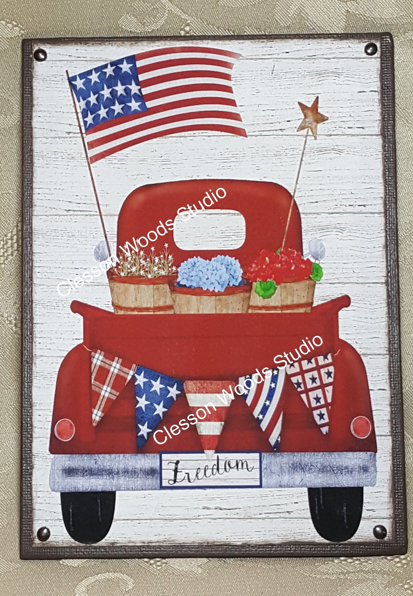 Vintage Red Truck Summer Flag 5"x7" Canvas Insert