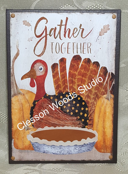 Gather Together Thanksgiving Turkey 5"x7" Canvas Insert