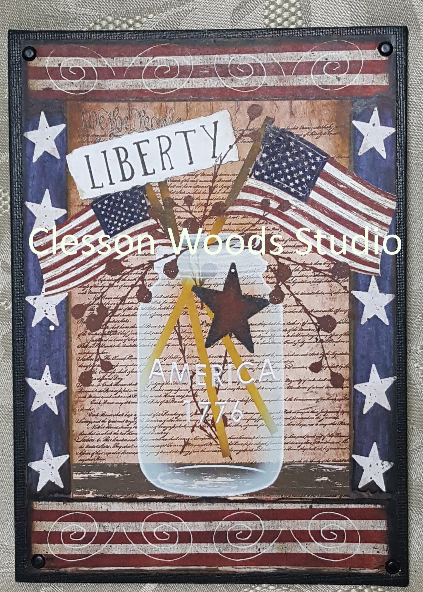 Americana Mason Jar 5x7 Canvas Insert