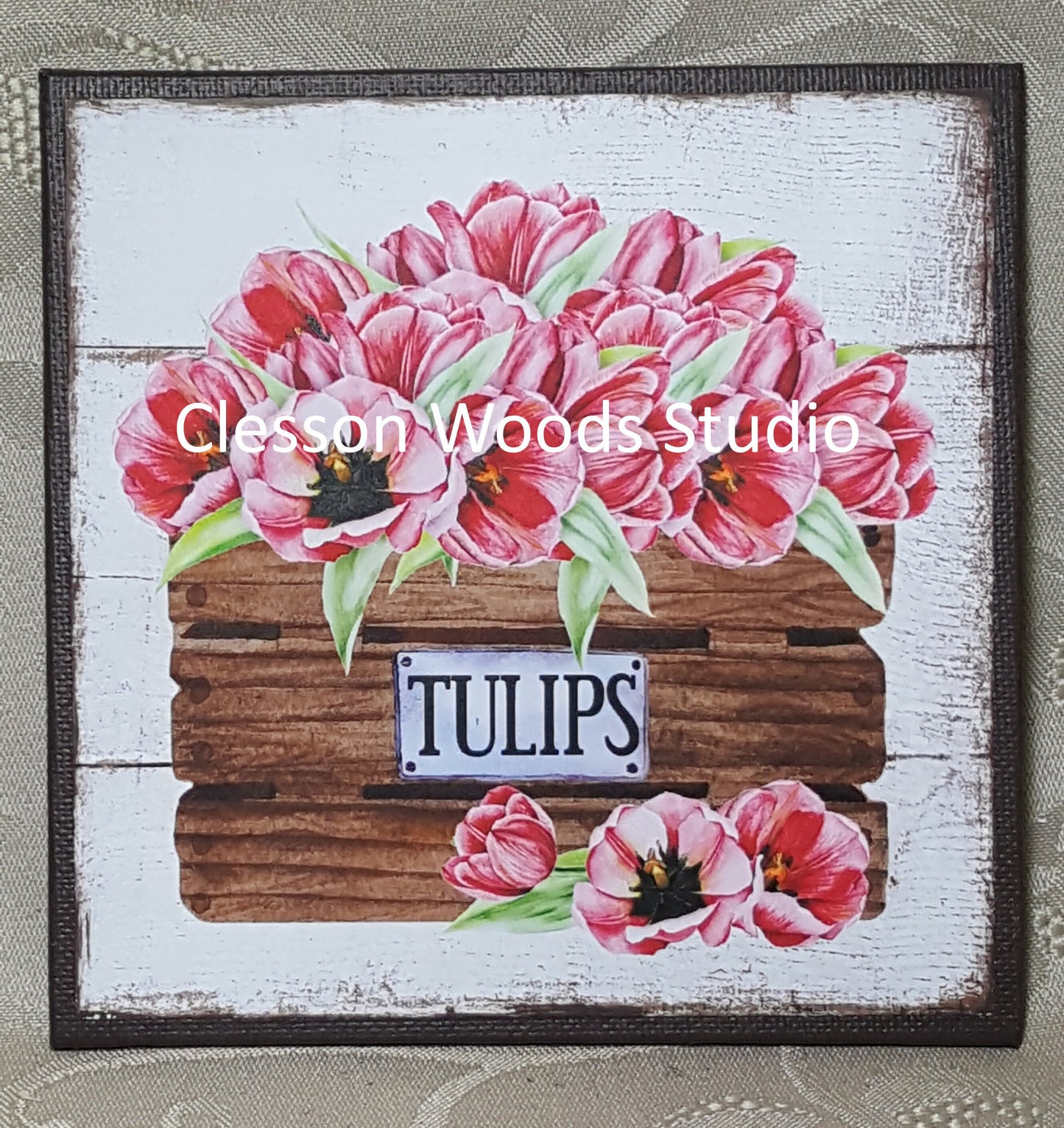 Spring Crate of Tulips 5"x5" Interchangeable Canvas