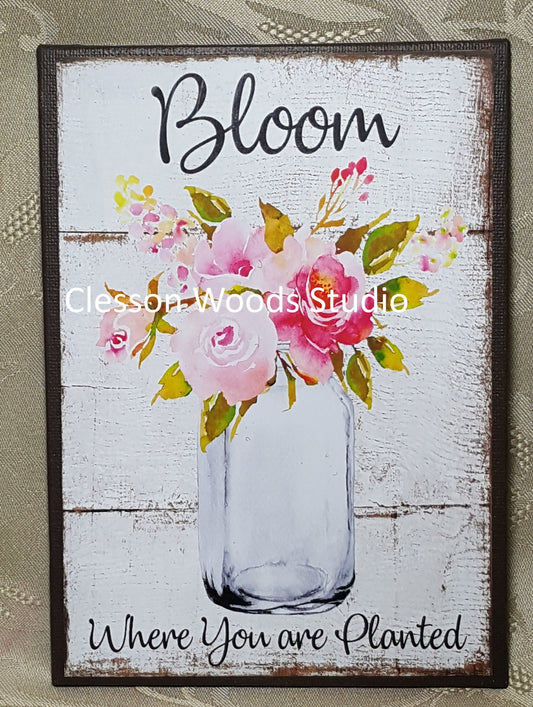 Bloom Where You Are Planted (Brown) 5"x7" Canvas Insert