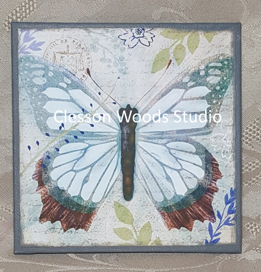 Soft Blue/Green Butterfly 5"x5" Interchangeable Canvas