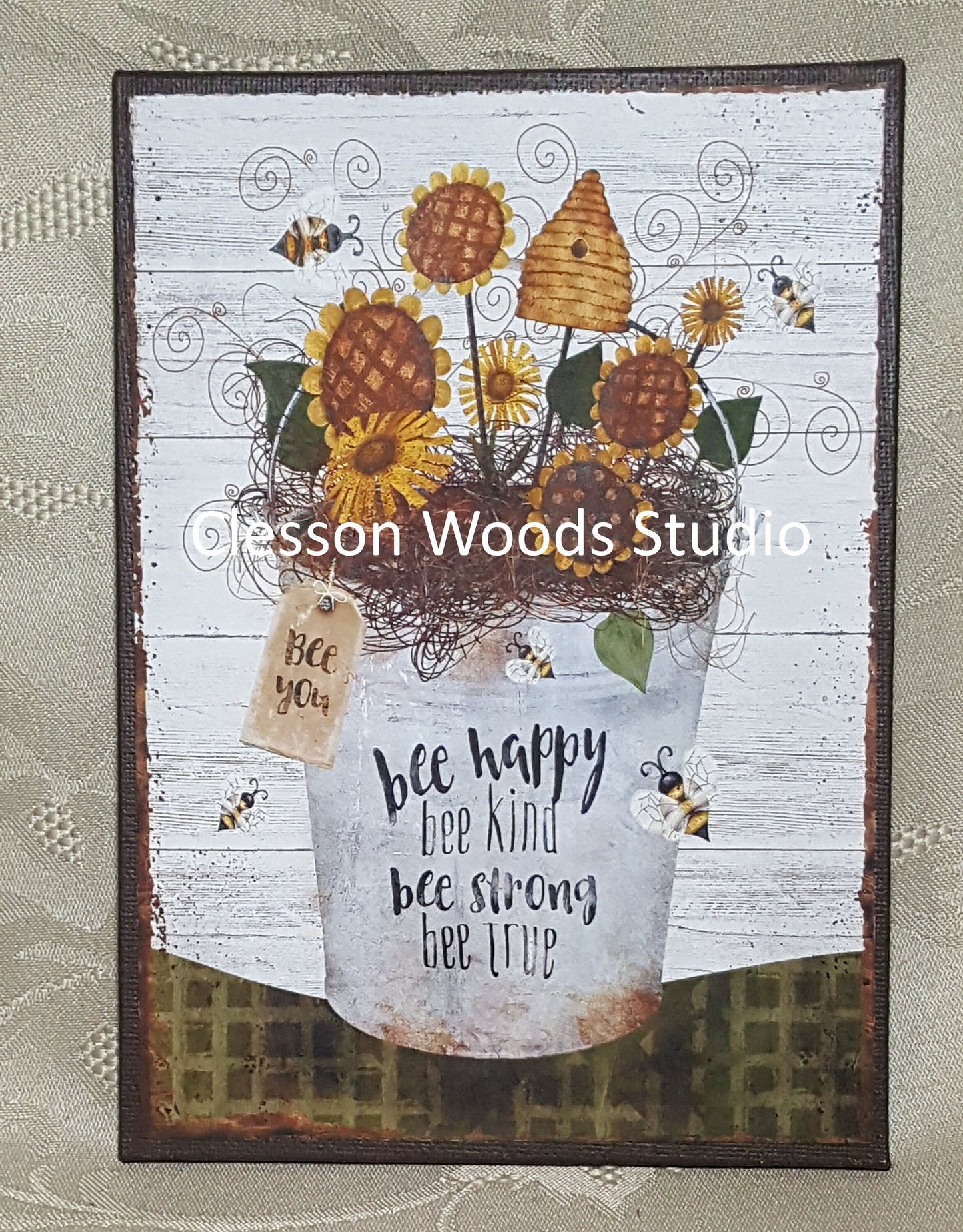 Bee Happy Sunflowers 5"x7" Canvas Insert