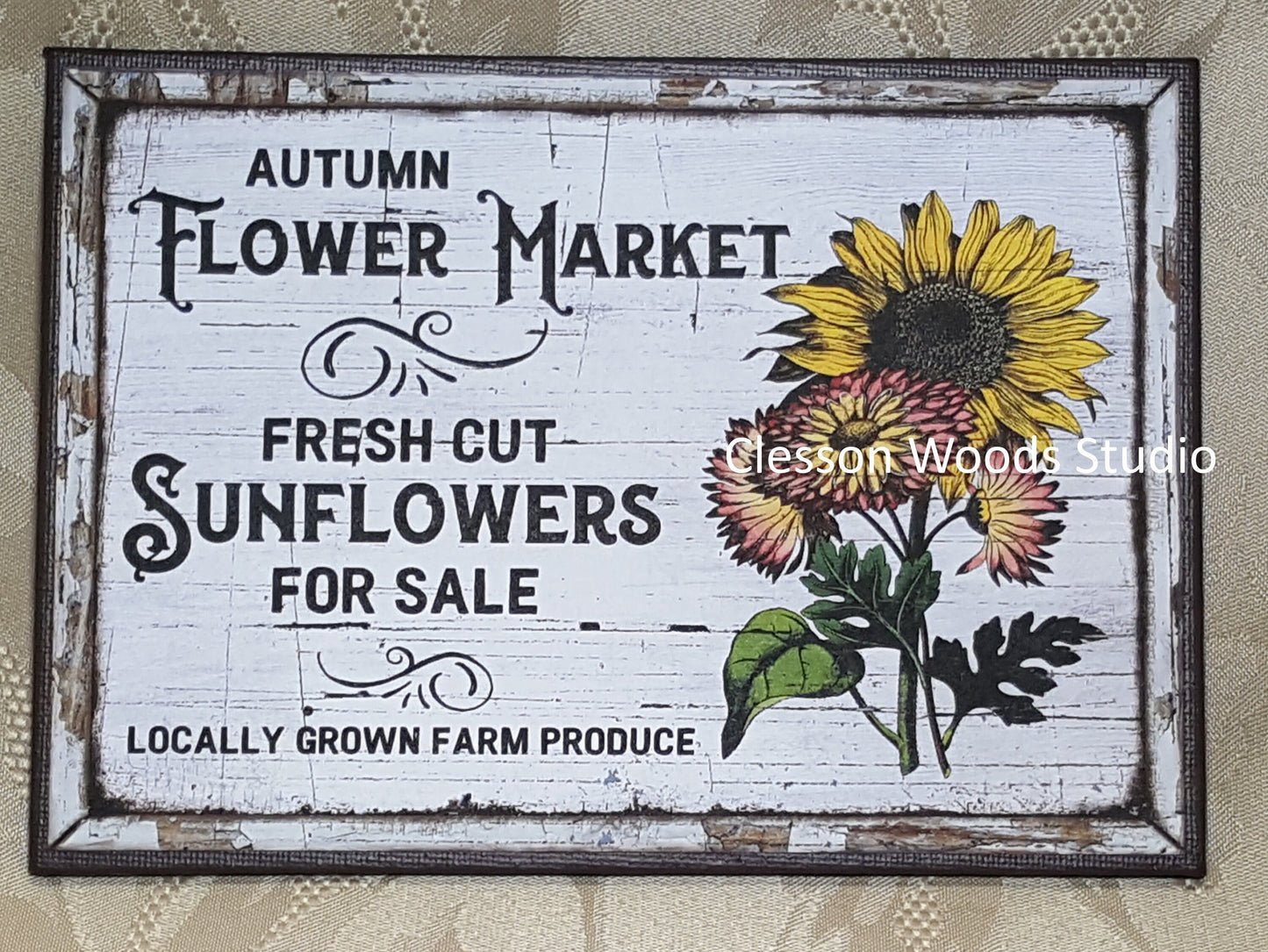 Autumn Flower Market (Brown) 7"x5" Canvas Insert