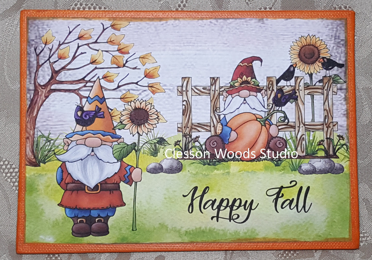 Fall Gnomes Happy Fall (1) 7"x5" Canvas Insert
