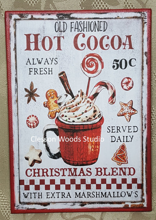 Old Fashioned Hot Cocoa (Red) 5"x7" Canvas Insert