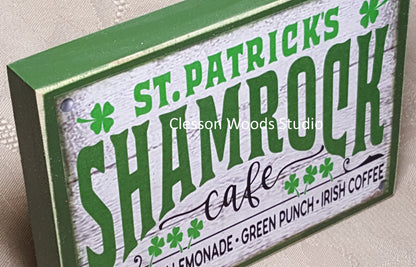 St. Patrick's Shamrock Café Small Wood Sign