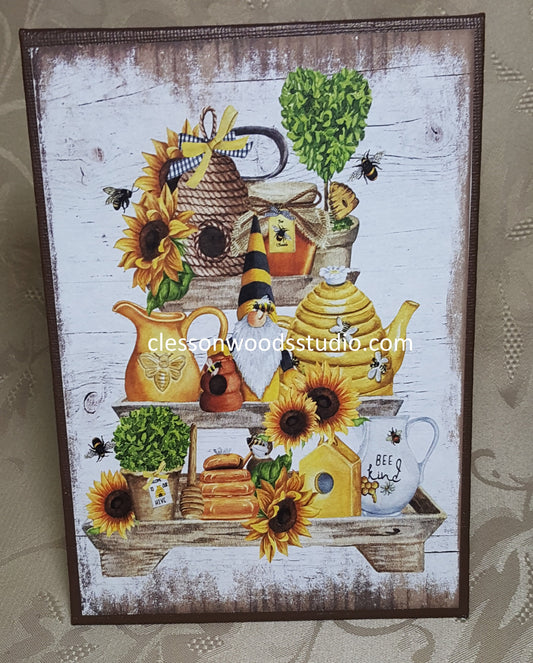 Bees and Sunflowers 5"x7" Canvas Insert