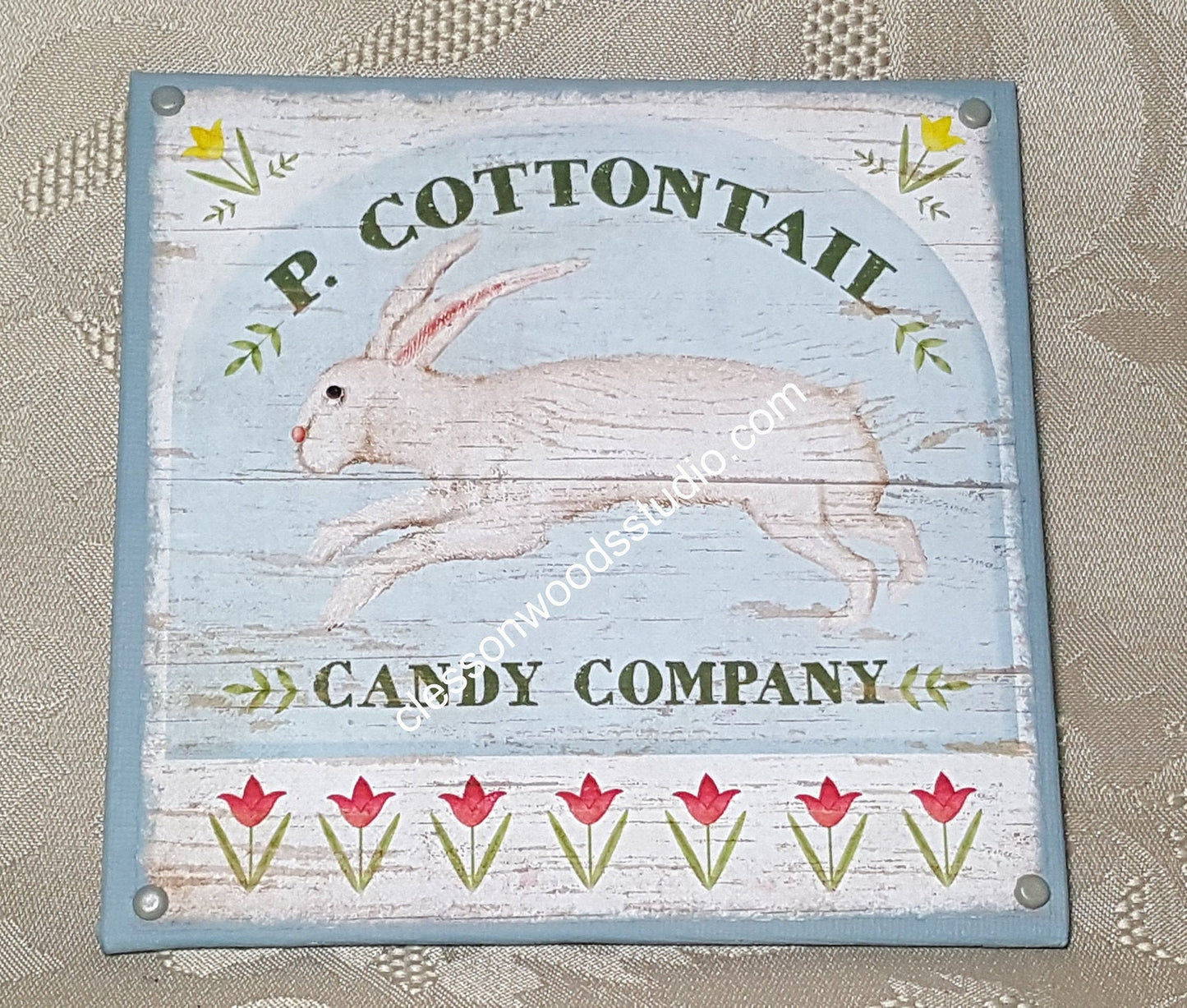 P Cottontail Spring and Easter 5"x5" Interchangeable Canvas