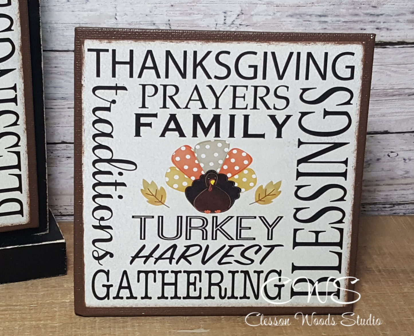 Thanksgiving 1 Subway Style Print 5"x5" Interchangeable Canvas