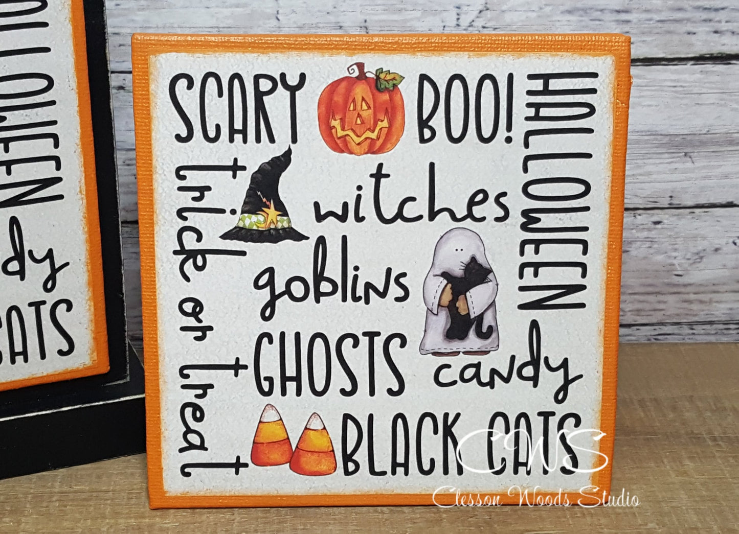 Halloween 1 (Orange) Subway Style Print 5"x5" Interchangeable Canvas