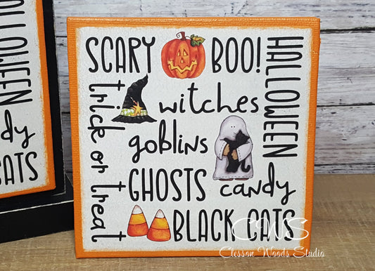 Halloween 1 (Orange) Subway Style Print 5"x5" Interchangeable Canvas