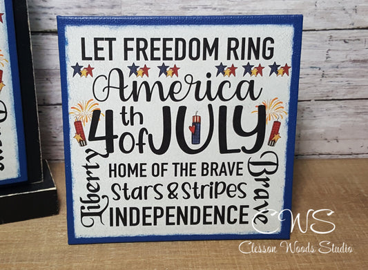 July (Blue) Subway Style Print 5"x5" Interchangeable Canvas