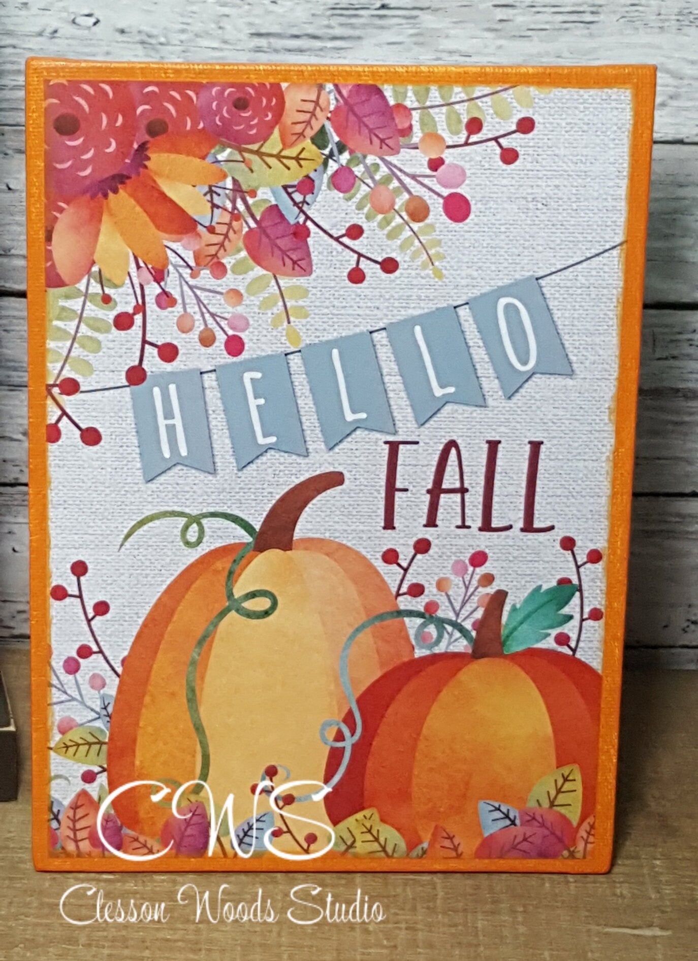 Hello Fall Pumpkins 5x7 Interchangeable Canvas Insert