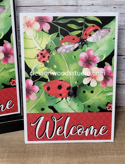 Ladybug Welcome 5"x7" Canvas Insert