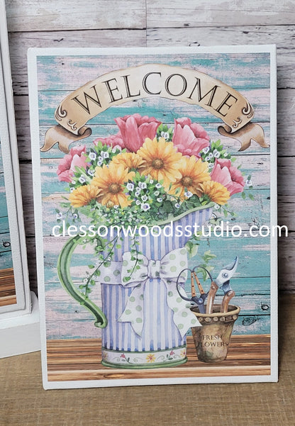 Welcome Spring Flowers 5"x7" Canvas Insert