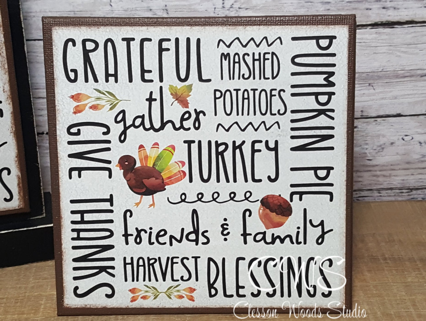 Thanksgiving 2 Subway Style Print 5"x5" Interchangeable Canvas