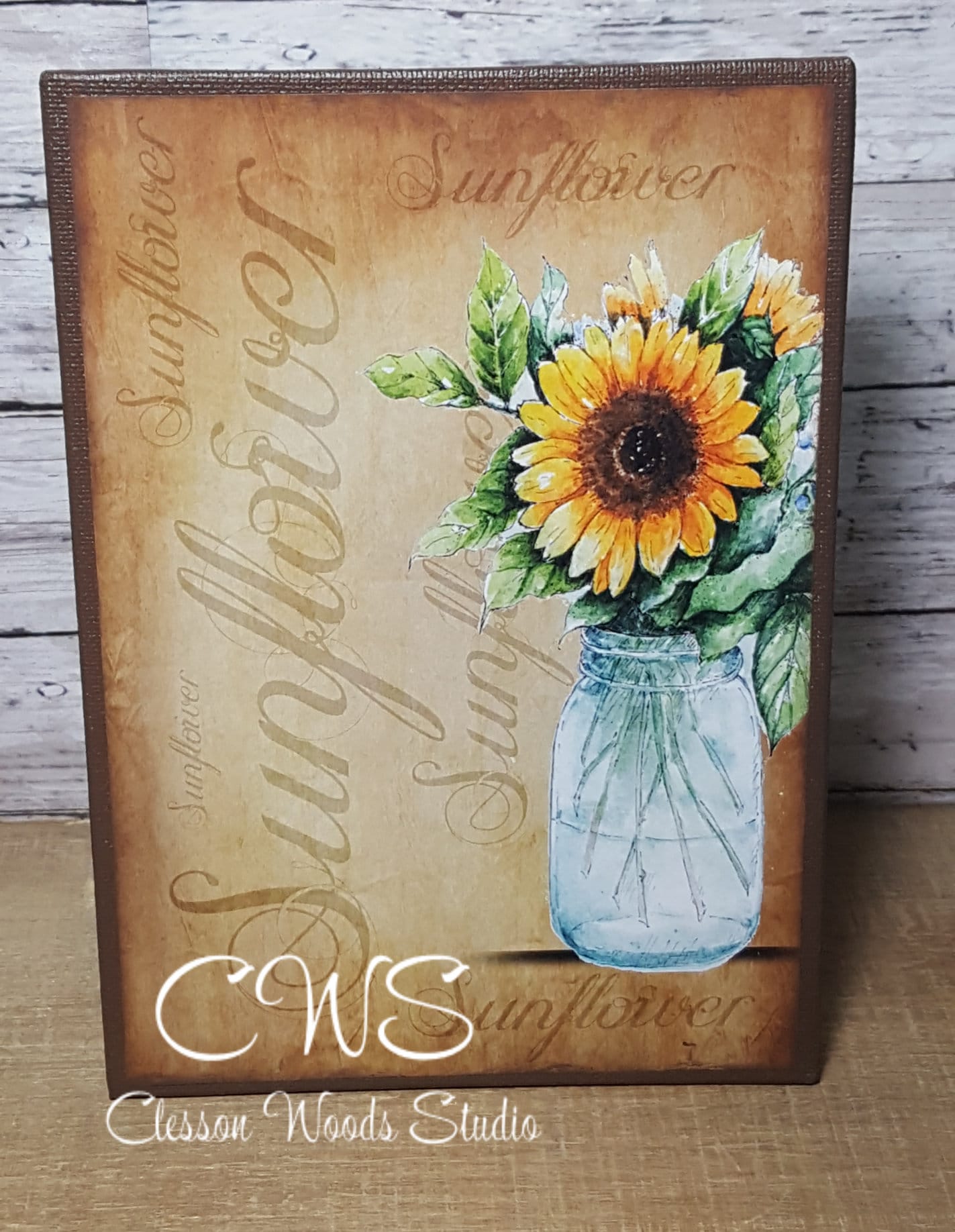 Sunflower Mason Jar 5x7 Canvas Insert