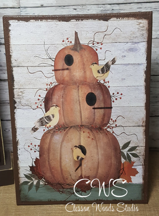 Pumpkins and Finches 5x7 Canvas Insert