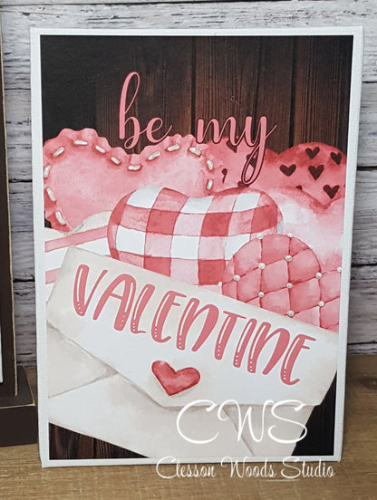 Be My Valentine Envelope of Hearts 5x7 Canvas Insert