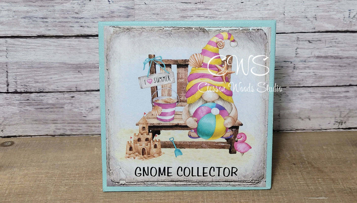 Gnome Collector Summer Beach (Lt Blue) 5"x5" Interchangeable Canvas