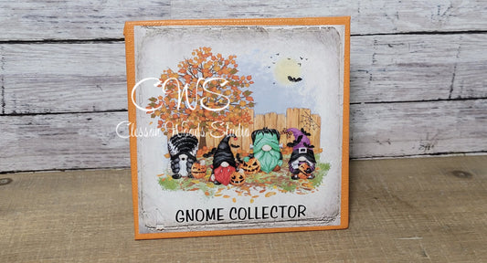 Gnome Collector Halloween Gnome Friends Fence (Orange) 5"x5" Interchangeable Canvas