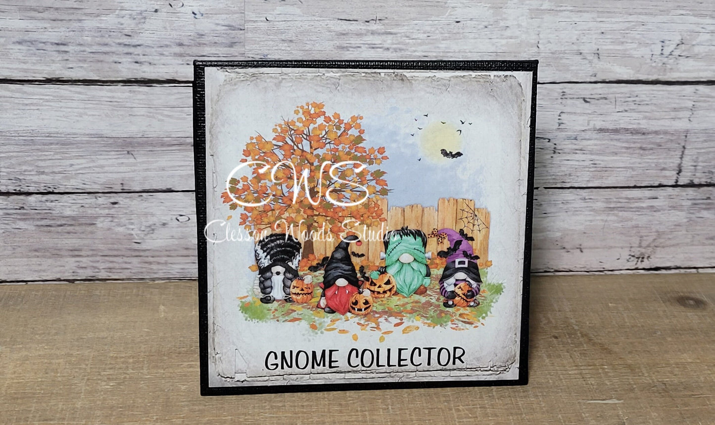 Gnome Collector Halloween Gnome Friends Fence (Black) 5"x5" Interchangeable Canvas