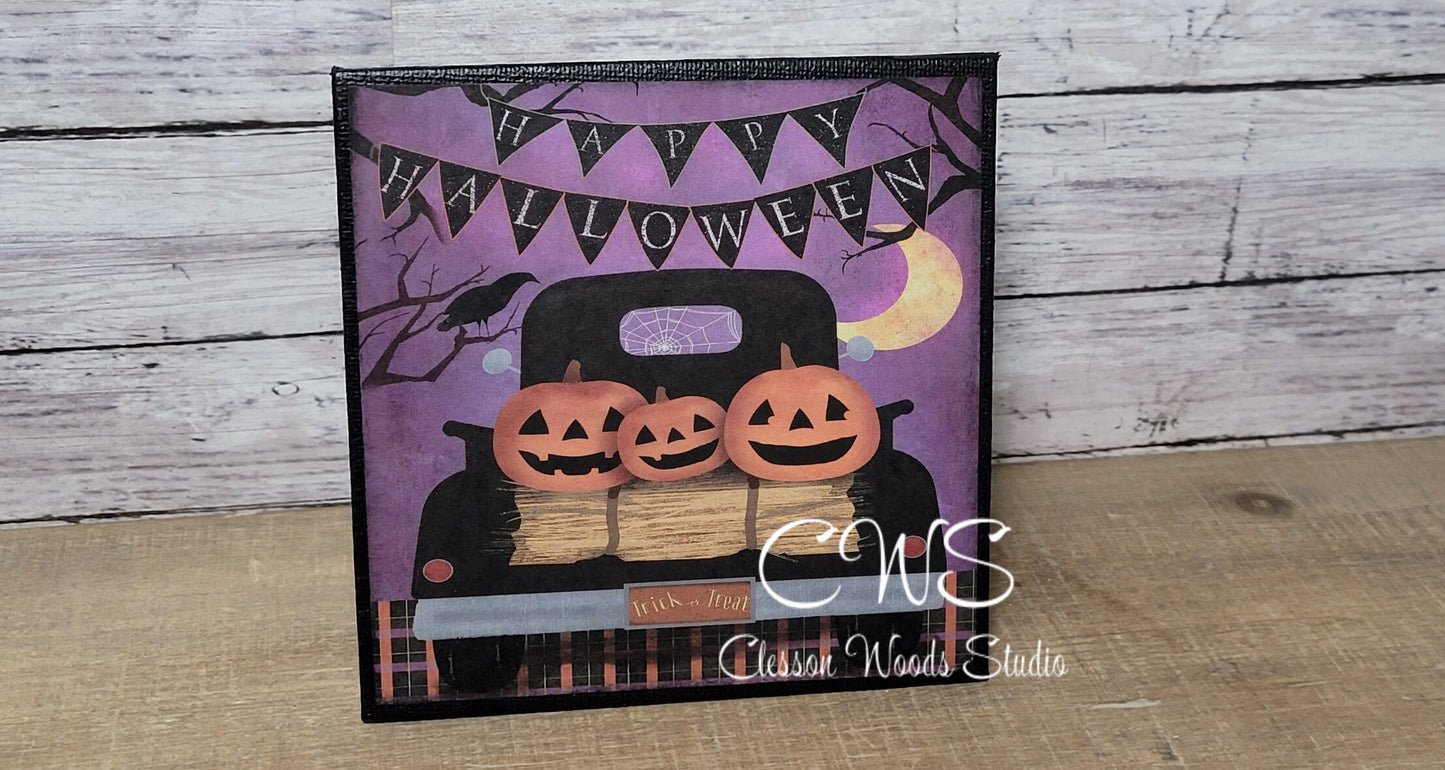 Happy Halloween Black Truck 5"x5" Interchangeable Canvas