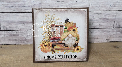 Gnome Collector Fall Bench (Brown) 5"x5" Interchangeable Canvas