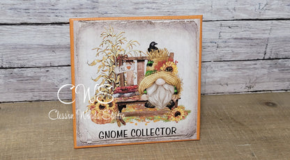 Gnome Collector Fall Bench (Orange) 5"x5" Interchangeable Canvas