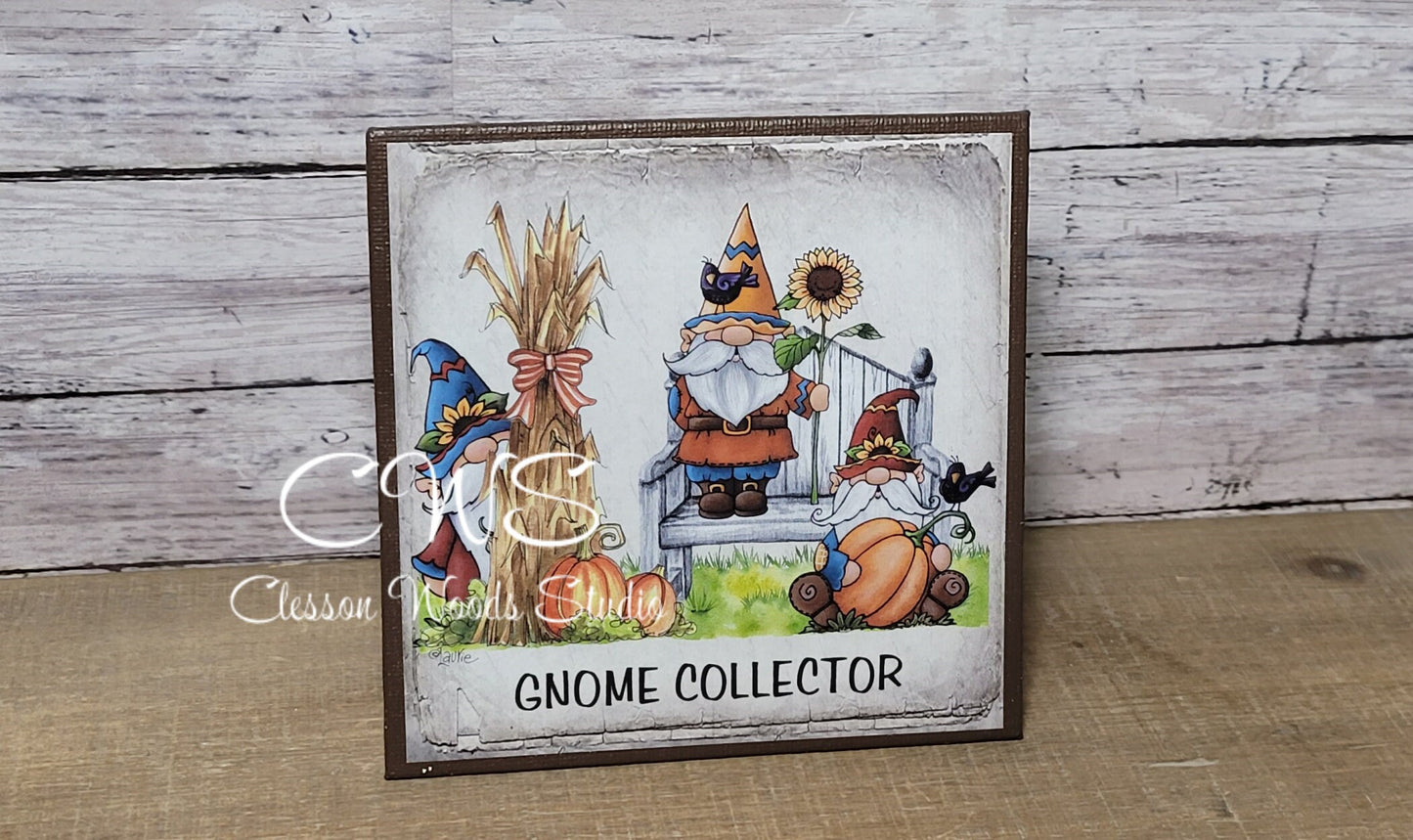 Gnome Collector Fall Trio (Brown) 5"x5" Interchangeable Canvas