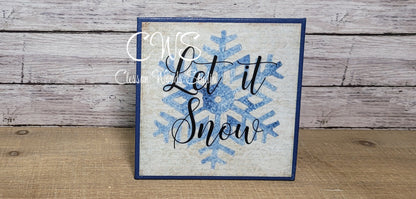 Let It Snow Snowflake (Blue Canvas)  5"x5" Interchangeable Canvas