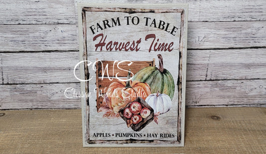 Farm To Table Harvest Time 5"x7" Canvas Insert