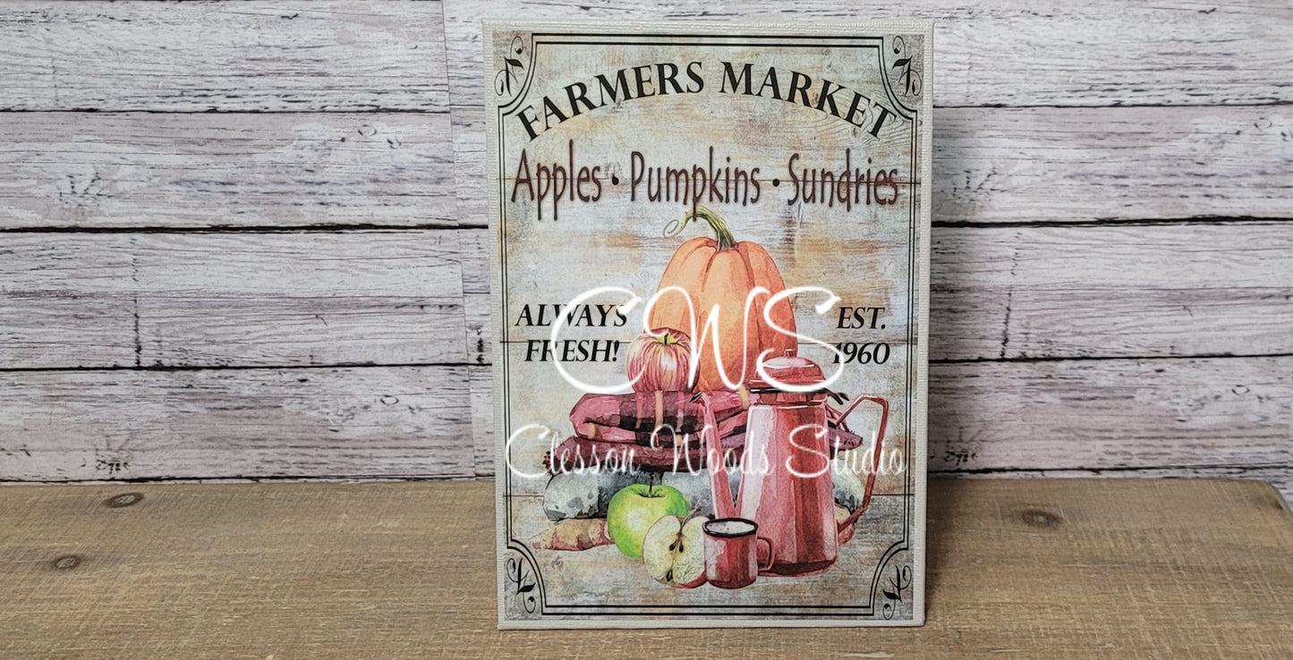 Farmers Market Apples Pumpkins Sundries 5"x7" Canvas Insert