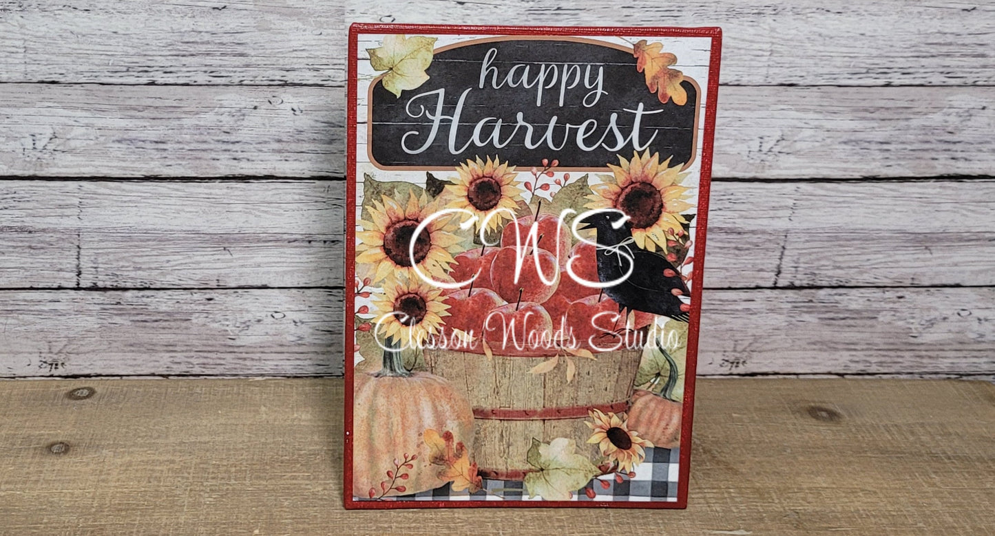 Happy Harvest Bushel Basket of Apples (Red) 5"x7" Canvas Insert