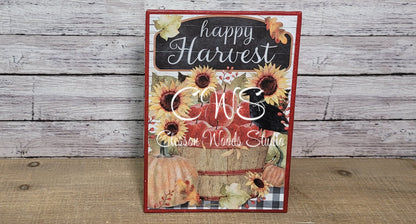 Happy Harvest Bushel Basket of Apples (Red) 5"x7" Canvas Insert