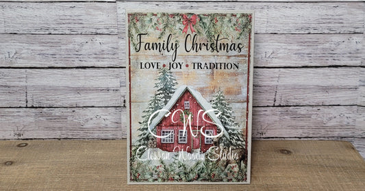 Family Christmas Love Joy Tradition  (Neutral) 5"x7" Canvas Insert