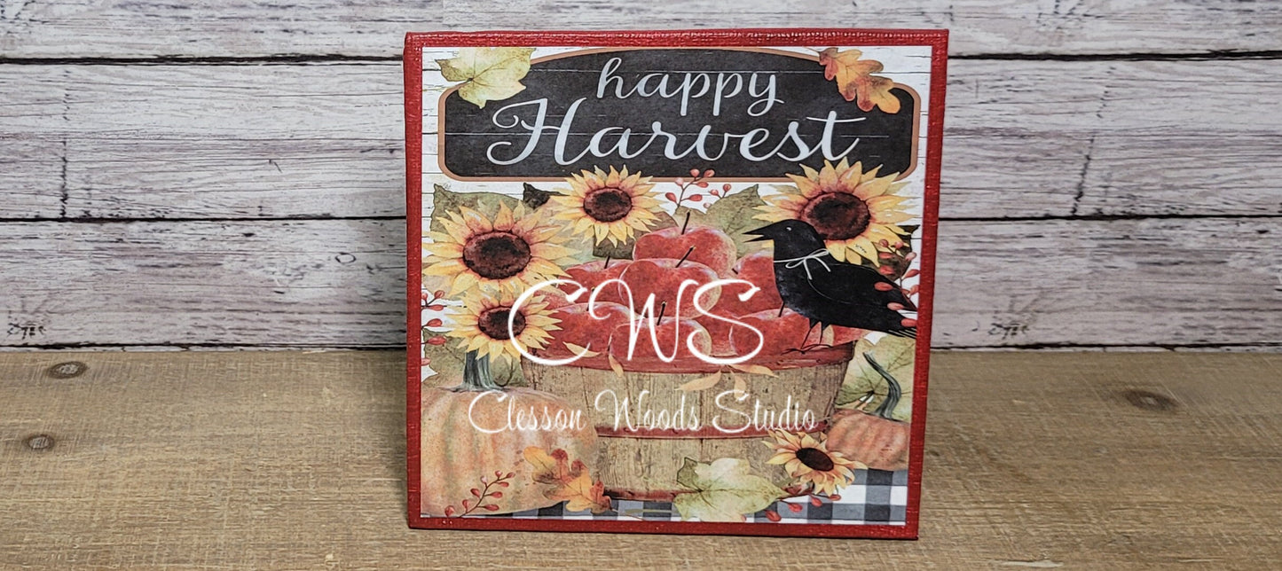 Happy Harvest Bushel Basket of Apples (Red) 5"x5" Interchangeable Canvas