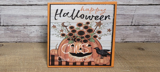 Happy Halloween Pumpkin Arrangement (Orange) 5"x5" Interchangeable Canvas