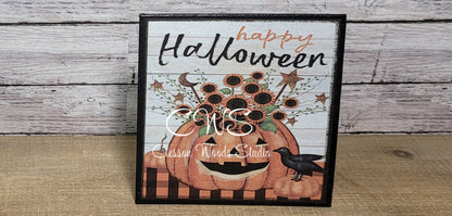 Happy Halloween Pumpkin Arrangement (Black) 5"x5" Interchangeable Canvas