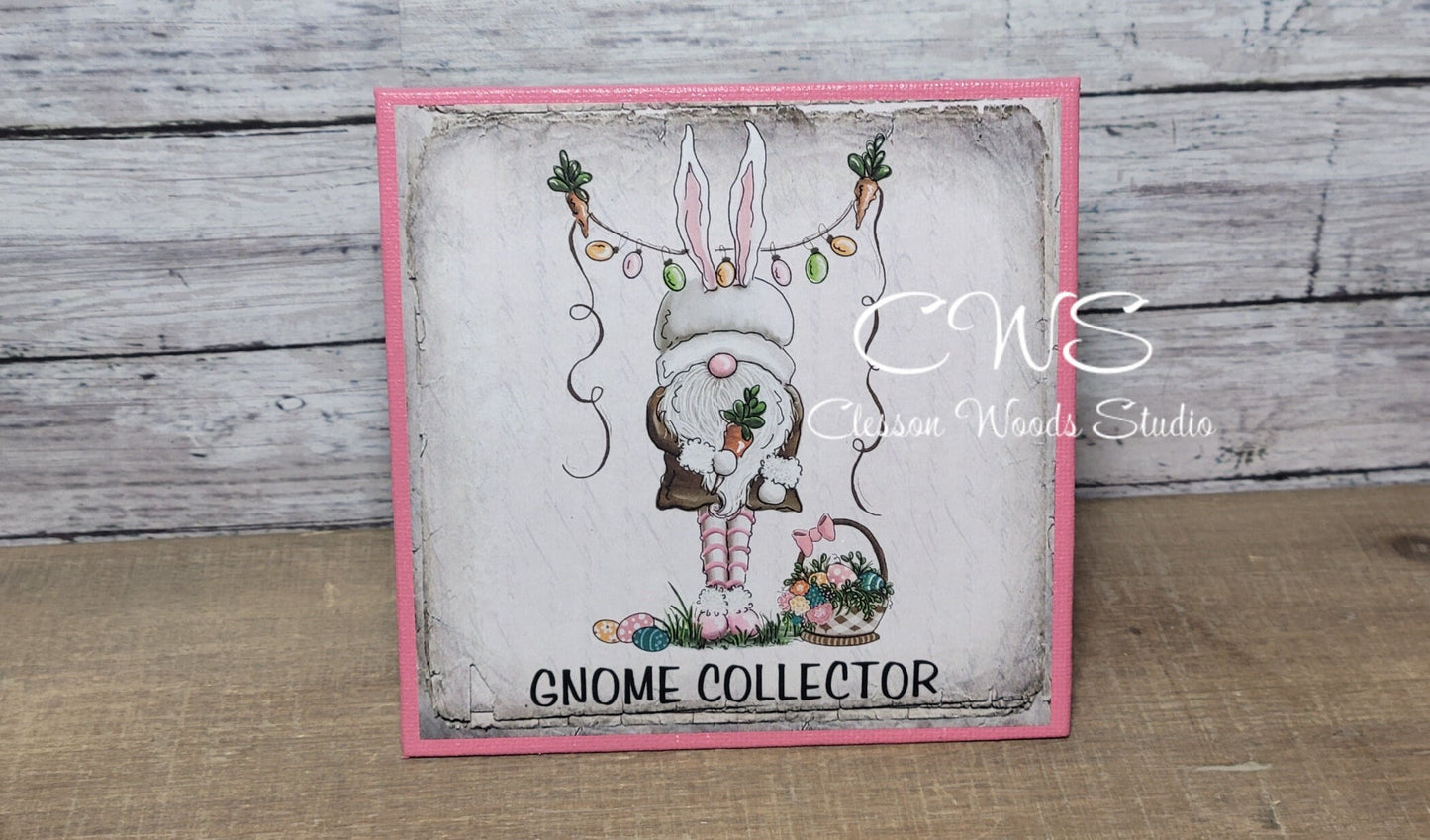 Gnome Collector Easter Bunny Gnome (Pink) 5"x5" Interchangeable Canvas