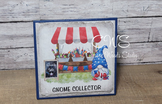 Gnome Collector July Fireworks Stand (Blue) 5"x5" Interchangeable Canvas