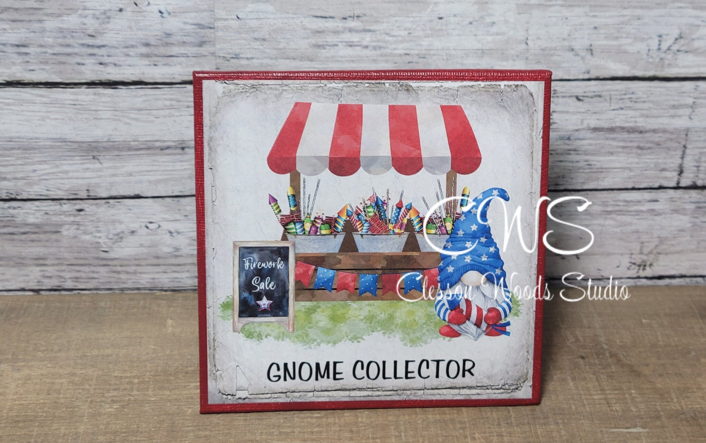 Gnome Collector July Fireworks Stand (Red) 5"x5" Interchangeable Canvas