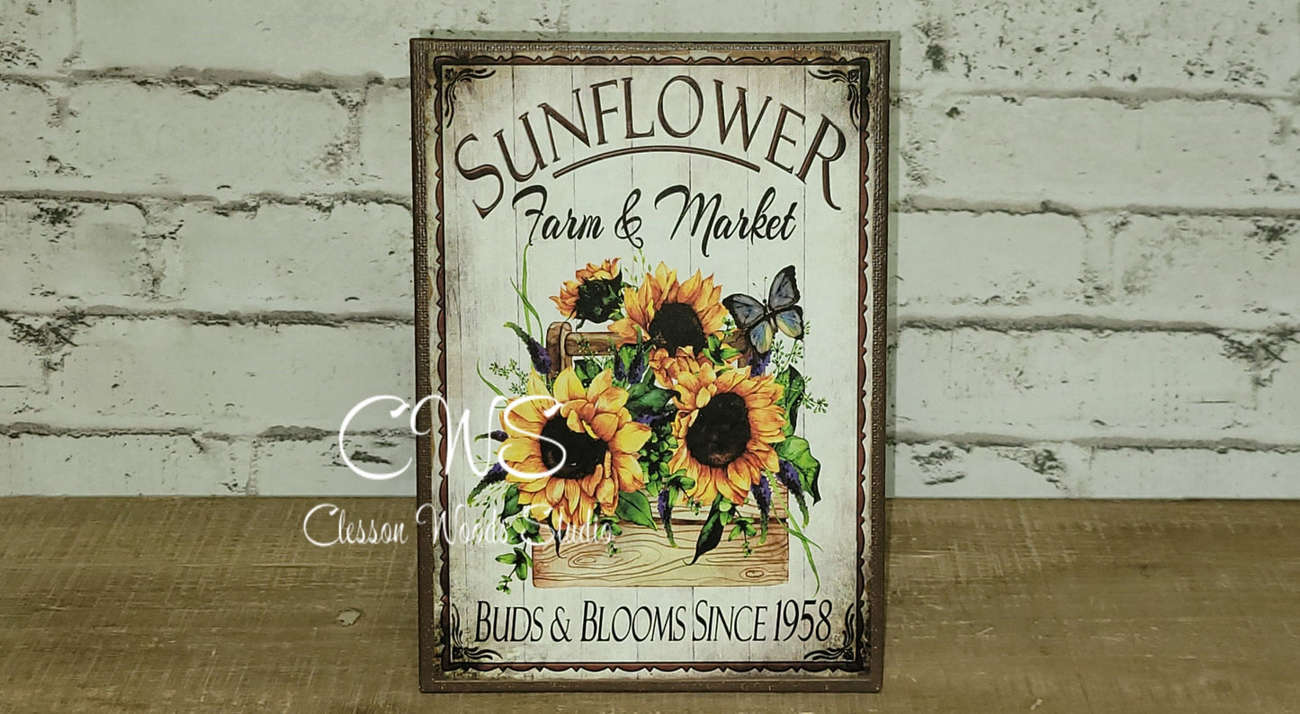 Sunflower Farm and Market 5"x7" Canvas Insert